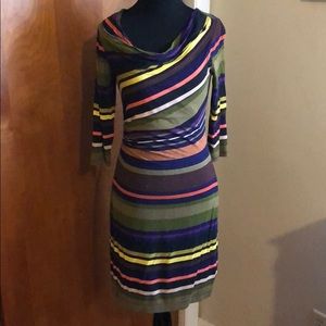 Loft Fitted Multi-Colored Dress